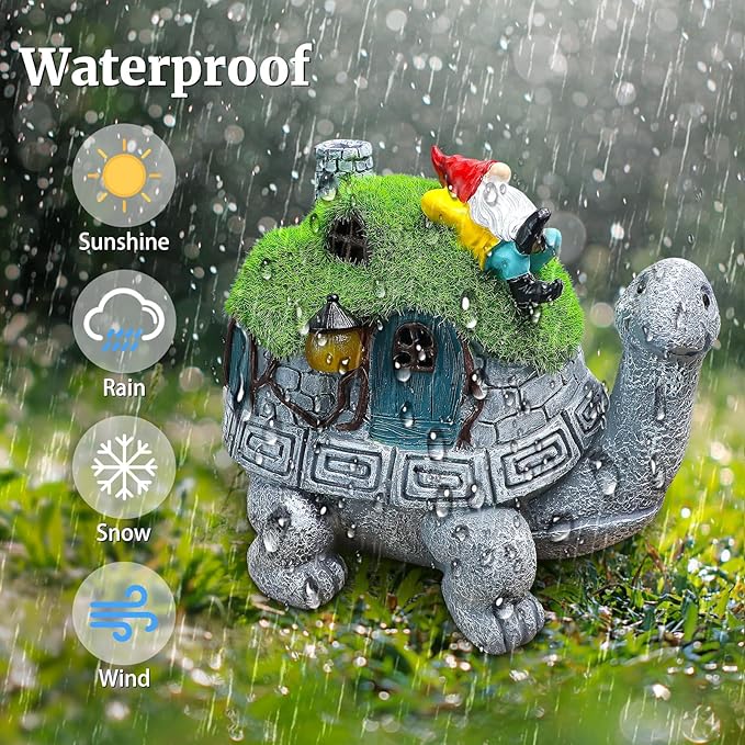 SunGlee Solar Turtles for Outdoors Turtle Solar Light Garden Statue, Cute Tortoise Garden Outdoor Turtle Decor for Patio Lawn Yard Gifts for Mom Grandma Housewarming Birthday