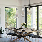 Raindrop Pendant Lights Kitchen Island Set of 3 Teardrop Black Hanging Light Fixtures Clear Solid Glass Pendant Light Modern Chandeliers for Dining Room Porch Corridor Living Room