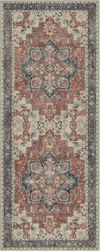 GENIMO 2'6''x10 Runner Rugs for Hallway, Machine Washable Non Slip Vintage Rugs, Low Pile Lightweight Soft Print Rug for enrtyway, Corridor, Home Office, Kitchen, Bordeaux