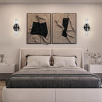 Black Crystal Wall Sconces Set of Two, Wall Sconce Set of 2, Black Sconces Wall Lighting with K9 Crystal Lampshade, Wall Lights for Bedroom Living Room Bathroom Hallway