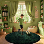 CAIYUECS Dark Green Round Rug for Bedroom: 4x4Feet Soft and Fluffy Area Rug for Living Room- Circle Fuzzy Bedroom Rug- Oval Furry Plush Rug for Kids Room, Nursery (4ft, Dark Green)