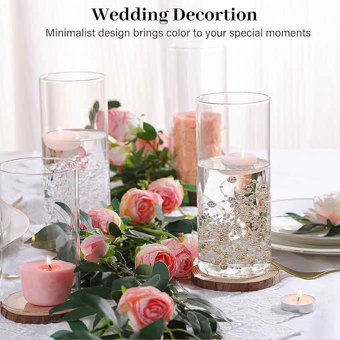 12pcs Glass Cylinder Vases for Centerpieces | 8 Inch Clear Flower Vase for Wedding Decorations, Floating Candle vases for Dinner Table, Bridal Shower, Office Home Décor