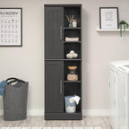 Sauder HomePlus Multi-Room Storage Cabinet with Adjustable Shelves and Door Positioning, Kitchen Laundry Bathroom Pantry Storage Cabinet, in Raven Oak Finish