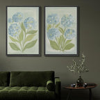 SIGNFORD Framed Canvas Print Wall Art Set Soft Hydrangea Pair Light Blue Florals with Green Leaves Illustration Modern Art Decorative Nordic Nature for Living Room, Bedroom, Office - 24"x36"x2 Black