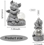 Garden Dragon Figurine Solar Powered Outdoor Cute Dragon with Hold Glowing Glass Ball Resin Sculpture for Porch Patio Lawn Farm Yard Home Decoration Gift for Women Housewarming