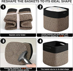 11 Inch Cube Storage Bins, Storage Cube Organizer Bins, Woven Cotton Rope Baskets for Storage, Storage Basket for Organizing Shelves, Square Baskets for Toys Nursery, Black & Jute (Pack of 3)