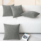 CaliTime Throw Pillow Covers Decorative 18 X 18 Inches Pack of 4 Cozy Chenille Cushion Cases for Couch Sofa Bed Living Room Home Medium Grey