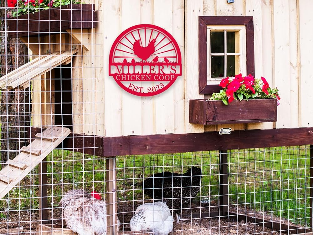 Hen House Coop Sign, Custom Chicken Coop Signs, Custom Chicken Farm Metal Sign, Family Name Metal Sign for Farm House, Our Little Coop Sign Metal Sign