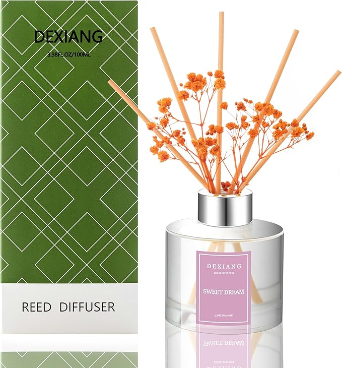 Sweet Dream Reed Diffuser Set - 3.38 fl oz (100ml) Essential Oil with 6 Reed Sticks | Home & Bathroom Decor