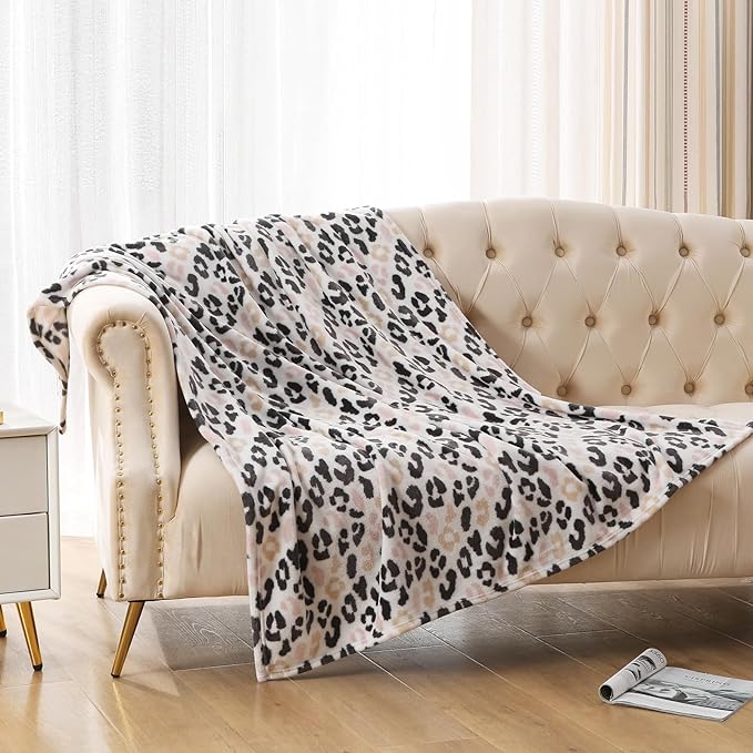 MERRYLIFE Pink Cheetah Throw Blanket Decorative Fleece Throw | Ultra-Plush Colorful | Couch Blanket Travel Lap | Home Gift Use(50" 60",Pink Cheeath)