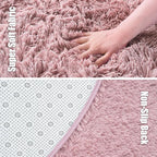 Fluffy Round Area Rugs for Bedroom,Blush 5'X5'Shag Circle Area Rugs for Living Room,Non Slip Fuzzy Plush Rug for Kids Room Boys Girls Room and Dorm