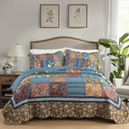 Yvooxny King Quilt Set Reversible Paisley King Size Quilted Bedspread Coverlet Set Country Farmhouse Cottage Quilted Bedding Set with Pillowcases for All Seasons, King Size, 108 * 96 Inches