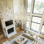 H65'' Silver Tree Branch Crystal High Ceilings Chandeliers,Modern Crystal Staircase Chandeliers, D48'' Foyer Chandelier for High Ceiling, Luxury Large Living Room Chandelier, 27-Lights