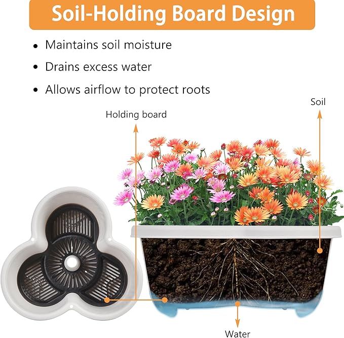 VECELO 5 Tier Vertical Garden Planter, Self Watering Stackable Planters with Wheels for Strawberries, Herbs, Flowers, Vegetables, Gray