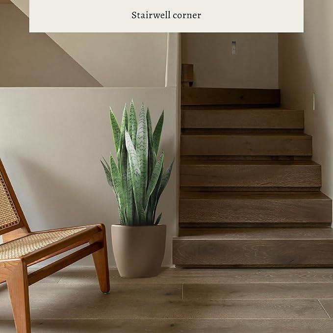 KOL 3FT Artificial Snake Plant, Fake Sansevieria Indoor Outdoor, 28 Thick PE Leaves Lifelike Faux Silk Plants, Home Decor Mother in Law Tongue 35in, Greenery for Office Decoration, Green