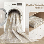 Washable 12x15 Area Rug for Living Room: Modern Abstract Neutral Large Soft Thin Rugs - Non Slip Indoor Carpet for Bedroom Dining Room Office Nursery Home Decor Floor Decoration - Brown Grey