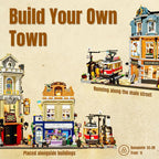 Heritage Tram and Station Lighting Building-Bricks Set - 1274 Pcs City Streetcar Modular Collection Old Town Downtown Display Model for Adults & Teens & Tram Enthusiasts