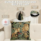 Charlotte Home Furnishings Throw Pillow Covers, Decorative Boho Pillow Covers for Couch, Living Room, Black Lion Square Cushion Cases 18x18 in, European Cotton Jacquard Woven for Cozy Bedroom Decor