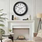 CLXEAST Illuminated Indoor Outdoor Clocks Waterproof 18 inch with Smart Night Light Sensor,Large Wall Clock with Thermometer & Hygrometer,Oil Rubbed Bronze Black,House Warming Gifts New Home