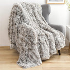 GONAAP Fuzzy Faux Fur Throw Blanket Twin Size Frosty Grey Super Soft Cozy Plush Fuzzy Shaggy Blanket for Couch Sofa Bed (Frosty Grey, Twin(60"x80"))