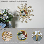 Mirror Wall Decor Wall Mirrors Decorative Sunburst Boho Mirror Gold Mirror Wall Art Metal Decor Mirror Hanging Living Room Bedroom Bathroom Set of 3