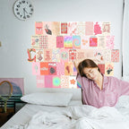 Fardes Pink Room Decor, 50pcs Preppy Prints for Teen Girls Bedroom, Pink Wall Collage Kit Aesthetic Pictures, Preppy Bedroom Decor, Teen Girls Cute Wall Decor