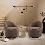 COLAMY Swivel Accent Chair Set of 2, 360° Swivel Round Chair with Hidden Storage, Modern Small Barrel Armchair for Living Room/Bedroom, Brown