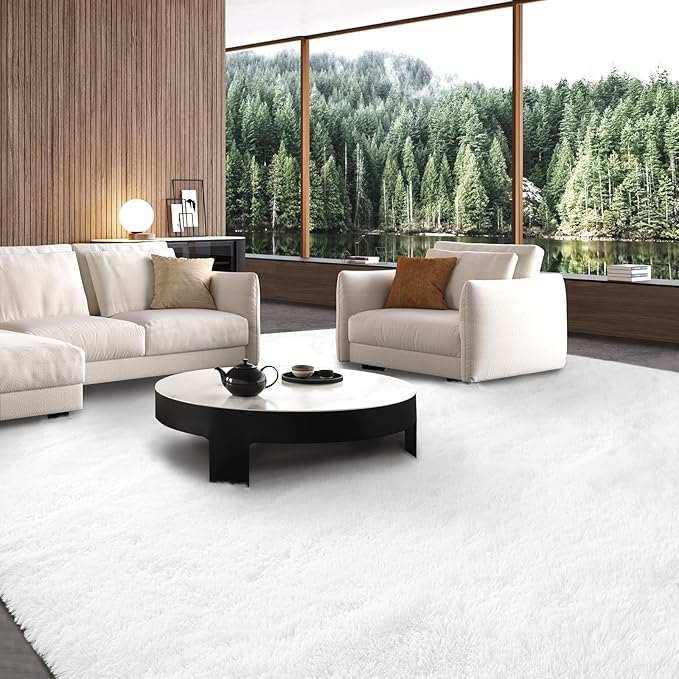 10x12 Area Rug Living Room: Large Shag Rug 10x12 for Living Room - White Area Rug 10 X 12 Soft Plush Shaggy Fuzzy Modern Indoor Carpet for Bedroom.