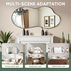 Suidia Irregular Wall Mirror, 55"x28" Bathroom Mirror Asymmetrical Mirrors Artistic Mirrors Decorative for Living Room Bedroom Bathroom Hallway Entryway, Black, Cloud Style