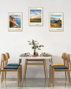 HesenDot Natural OAK Wood Framed Wales Wall Art,12x16in Tŵr Mawr Lighthouse Seascape Canvas Wall Print Posters, Classic Urban Landmark Wall Decor for Living Room, Bedroom, Office Gallery Set of 1