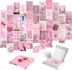 Soft Rose Pink Aesthetic Wall Collage Kit – 50 Dreamy & Romantic Photos, 4"x6" Semi-Gloss Prints for Teen Girls Dorm Room Decor, Soft Rose Color Softscape Moments, Ideal Gift for Birthday & Graduation