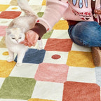 jinchan Area Rug 5x7 Kids Washable Indoor Floor Cover Non-Slip Modern Soft Rug Elementary School Classroom Colorful Diamond Carpet for Nursery Playroom Daycare Bedroom Living Room Circus on Cream