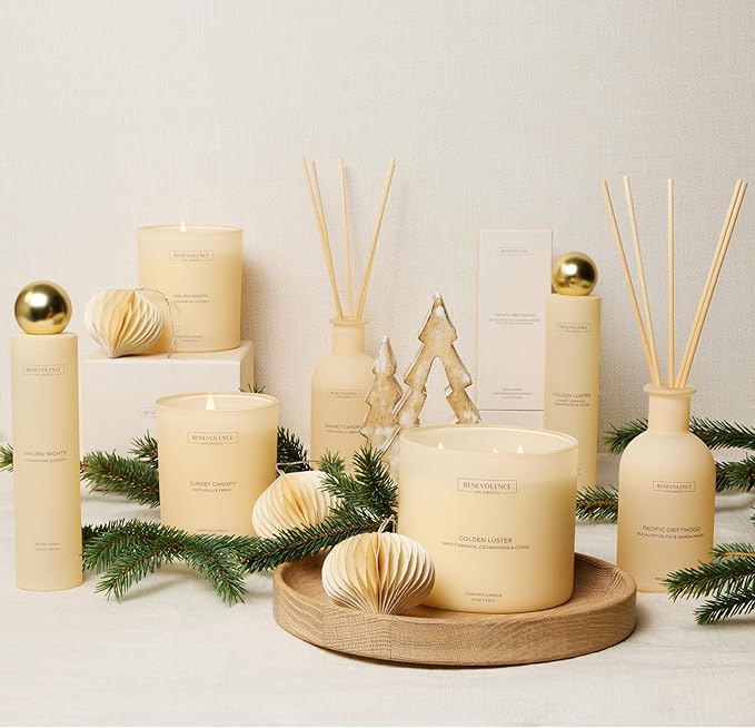 Benevolence LA Reed Diffuser for Home | Patchouli & Ebony | Elegant Home & Bathroom Decor | Long-Lasting Oil Diffuser Sticks | Malibu Sands Collection