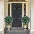 Set of 2 Artificial Lavender Boxwood Topiary Ball Bush for Outdoor with Ground Spike 22", UV Resistant Faux Greenery Shrubs, Fake Boxwood Plants for Indoor, Garden, Yard, Porch, Patio Decor