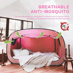 Bed Tent Twin Bed Canopy Portable Dream Tent for Adult Indoor Sleeping Tents with 2 Doors Breathable Private Space Tents, Pink