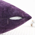 CaliTime Throw Pillow Covers Decorative 18 X 18 Inches Pack of 2 Cozy Chenille Cushion Cases for Couch Sofa Bed Living Room Home Plum Purple