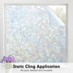 Volcanics Rainbow Window Privacy Film - Decorative Stained Glass Film, Static Window Clings, Heat Control Tinting - Grayish Silver, 35.4 x 78.7 inches