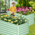 Galvanized Raised Garden Bed Outdoor, 2 Pcs 6x3x2FT Outdoor Large Planter Raised Beds Open Base with Safety Edge and Glove for Vegetables Flowers Ground Planter, Green