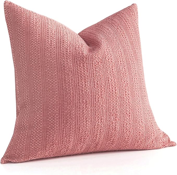 1pc 26x26 Pillow Cover Boho Euro Sham Decorative Throw Pillow Covers Cotton Large Square Pillowcase for Couch Bed, Coral Pink