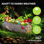 Garden Solar Figurine Light - Stump Succulent Solar Light Outdoor, Solar Powered Lighting Outside Decorations Yard Art Lawn Ornaments for Porch Patio Balcony - Succulent Gifts for Women Mom