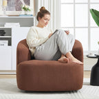 Swivel Accent Chair,360° Rotating Barrel Chair,Teddy Fleece High-Resilience Sponge Single Sofa, Easy Assembly for Living Room, Bedroom, Apartment Brown