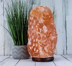Himalayan Secrets LARGE Salt Lamp - Natural Pink Crystal with Wooden Base - Dimmer Cord and Bulb included (25-30 LBS)