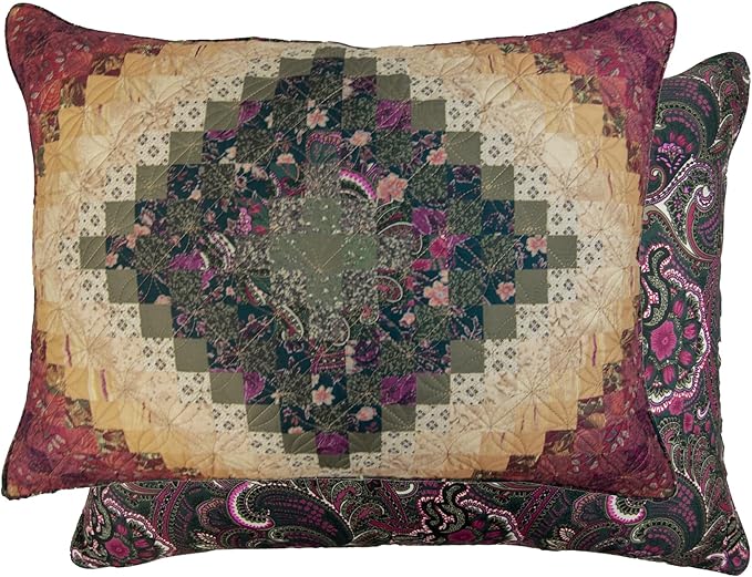 Donna Sharp Contemporary Polyester Quilt Bedding Set with Spice Postage Stamp Design - 3-Piece Full/Queen Size Quilt Set, Includes Quilt, and Two Pillow Shams Perfect for Any Decor Theme