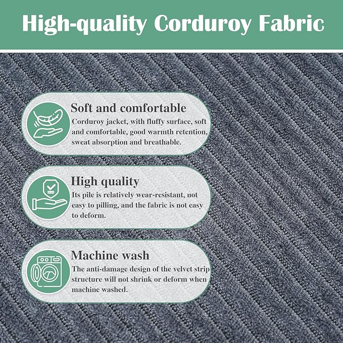 Rectangular Stuffed Pouf Ottoman with Foam Chunk Filling, Coral Fleece and Furry Fabric Design, Multi-Functional Floor Pouf for Living Room, Dark Grey