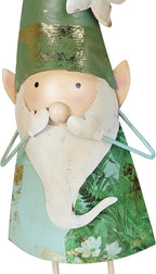 Alpine Corporation - 18" Tall Outdoor Garden Gnome Yard Decoration - Metal Statue with Speak No Evil Expression - Durable, Weatherproof Lawn Sculpture for Patio, Deck, Yard