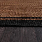 CAMILSON Indoor Outdoor Rug, 10x14 Bordered Nut Brown Black Modern Area Rugs for Indoor and Outdoor Patios, Kitchen and Hallway Mats, Washable Porch Deck Outside Carpet (Border Nut Brown Black 10 x14)