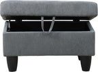 Ottoman Rectangular Storage Ottoman Bench, Flannel Footrest Stool Footstool with Lid for Living Room, Bedroom, Entryway, Dark Gray, 28.5"x19"x17.5"