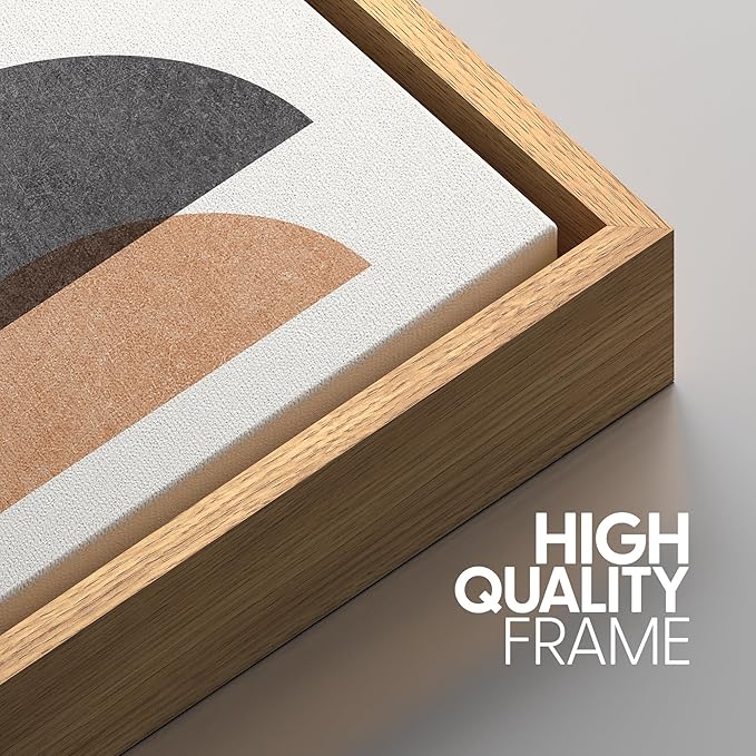 SIGNWIN Framed Canvas Print Wall Art Set Geometric Rainbow Semi-Circle Collage Abstract Shapes Illustrations Modern Art Contemporary Minimal Ultra for Living Room, Bedroom, Office - 24"x36"x3 Natural