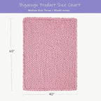 Bigacogo Chunky Knit Throw Blanket for Couch, 40x60 inches, 100% Hand Knitted with Thick Jumbo Chenille Yarn, Cozy Soft Large Rope Knot Cable Crochet Blankets for Sofa Bed Living Room, Blush Pink