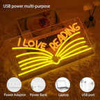 I Love Reading Neon Sign for Wall Decor, Yellow Read More Books Neon Light, Dimmable Classroom LED Light Up Sign for Classroom, Bookstore, Library, Bedroom